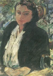 Porträt Charlotte Corinth in grüner Samtjacke